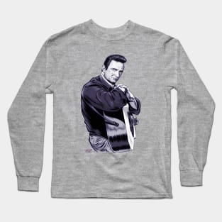 Johnny Cash - An illustration by Paul Cemmick Long Sleeve T-Shirt